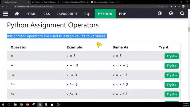 W3schools Python - Operators (Arithmetic & Assignment) - Code along смотреть онлайн