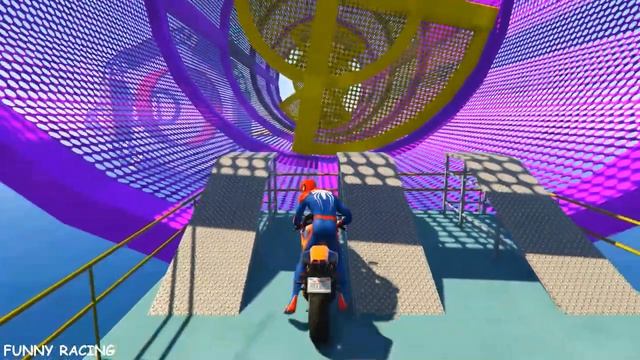 Funny Superhero Racing on Planes, Motorcycles, Helicopters with Spider-man смотреть онлайн