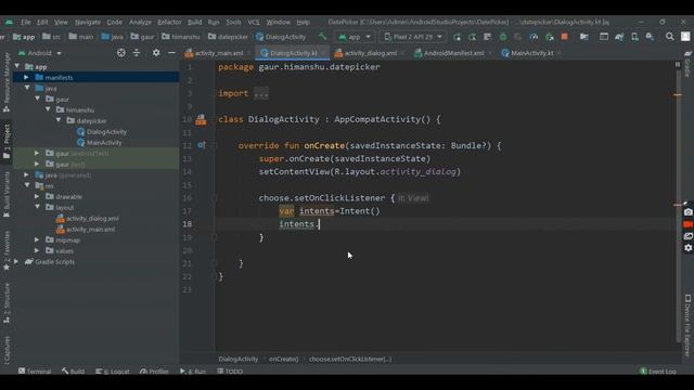 Date Picker in Android Studio using [KOTLIN] смотреть онлайн