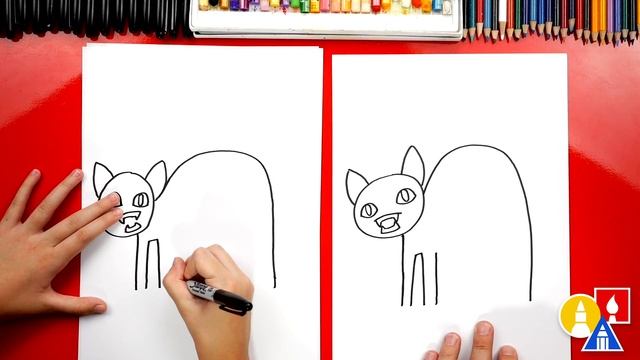 How To Draw A Black Cat Silhouette For Halloween смотреть онлайн