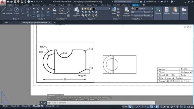 Autocad Class Assignment 2D Problem 4 смотреть онлайн