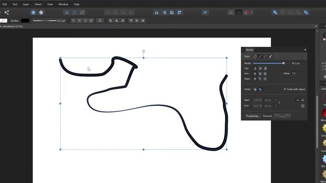 Create variable stroke width or brush strokes thickness, pressure profiles in Affinity Designer смотреть онлайн