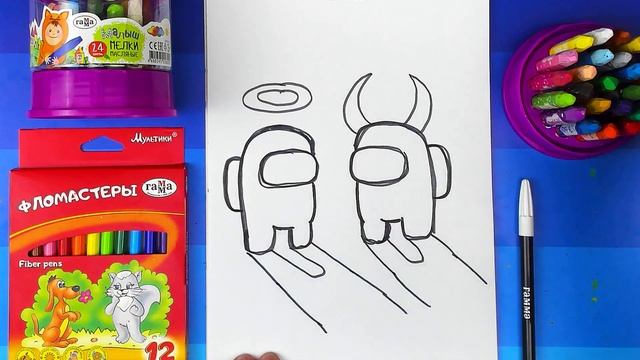 Рисуем АМОН АС - Ангела и Чертика - раскраска смотреть онлайн