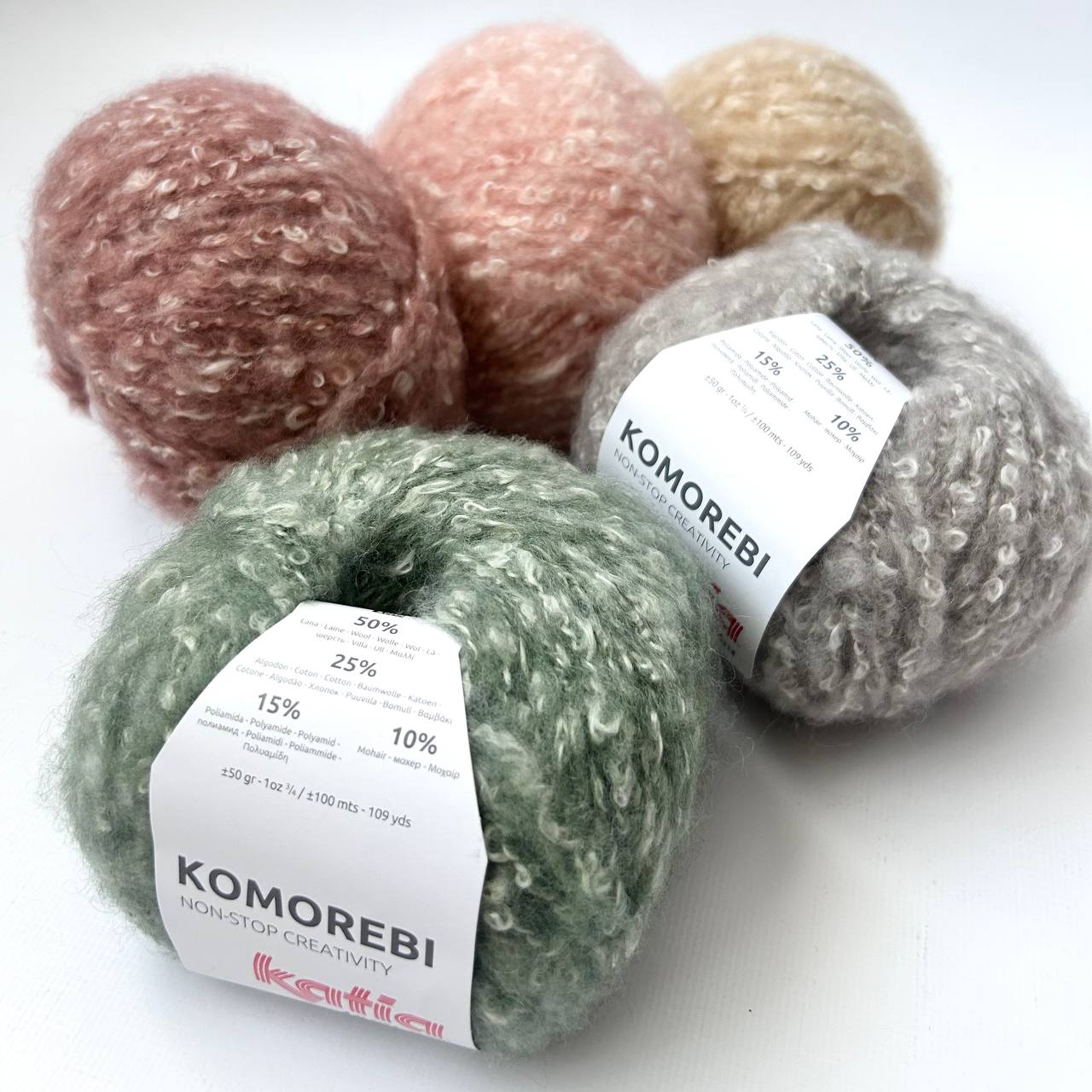 Komorebi Katia Пряжа с фактурой - букле. Обзор пряжи от магазина Knitted-story-shop смотреть онлайн