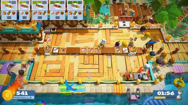 Overcooked 2 Surf 'n' Turf - Level 3-1 4 Stars (2 Players) смотреть онлайн
