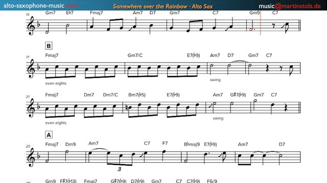 How to play "Somewhere over the Rainbow" from "The Wizard of Oz" with your Alto Saxophone смотреть онлайн