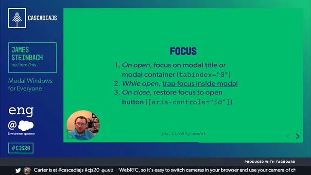 Modal Windows for Everyone | James Steinbach | CascadiaJS 2020 смотреть онлайн