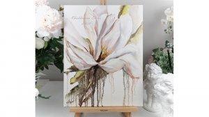 Картина маслом цветы Магнолия на холсте 35х45 см
