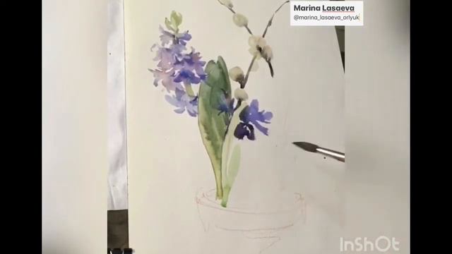 Гиацинт, акварель.  Марина Ласаева #акварель #watercolor