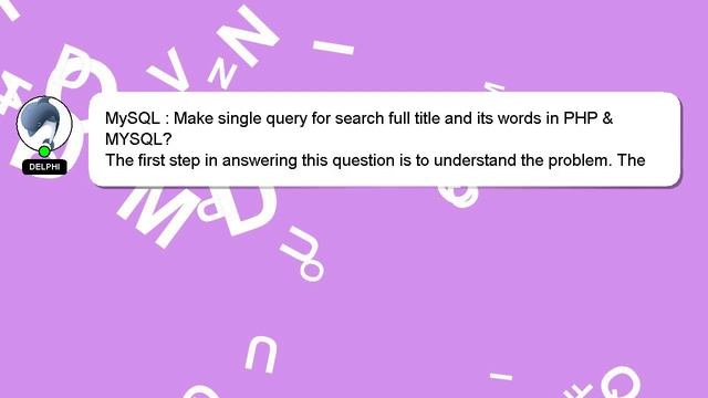 MySQL : Make single query for search full title and its words in PHP & MYSQL? смотреть онлайн