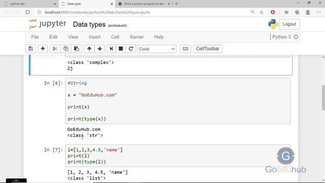 Write a python program to demonstrate basic datatype in python? смотреть онлайн