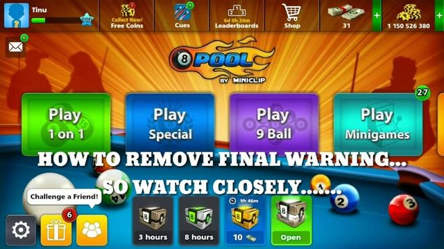 How To Remove 8 Ball Pool Final Warning [100% working trick] смотреть онлайн