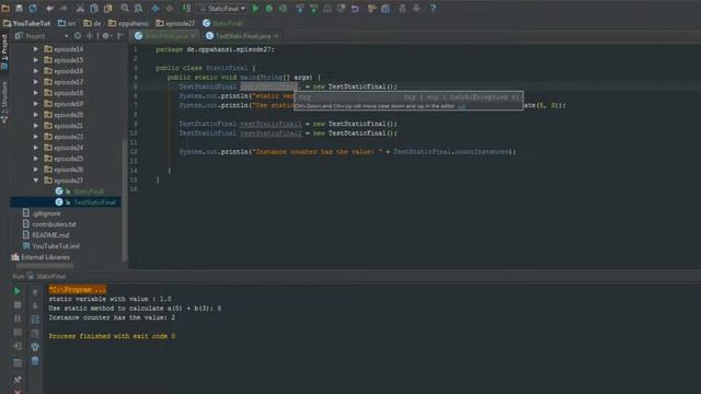 Tutorial #27 - final, static - JAVA Anfänger смотреть онлайн
