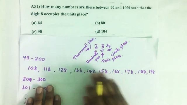 2017_Qn A51, How many numbers are there between 99 and 1000 such that the digit 8 occupies the..... смотреть онлайн