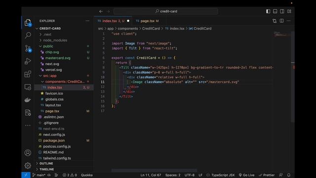 Interactive Credit Card in React | Next.js, Tailwind, Tilt.js, TypeScript смотреть онлайн