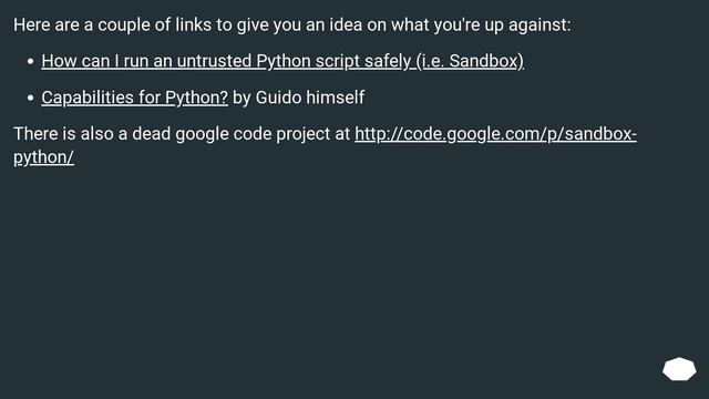 Is there a "safe" subset of Python for use as an embedded scripting language? смотреть онлайн