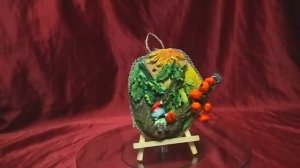 Панно из соленого теста "Гном готовится к зимовке"