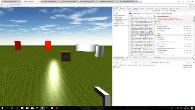 Live Dev: Exploring Babylon.js. Пересечения снарядов с другими объектами. смотреть онлайн