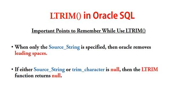 LTRIM Function In Oracle | Character Manipulation | Oracle SQL Tutorial for Beginners смотреть онлайн