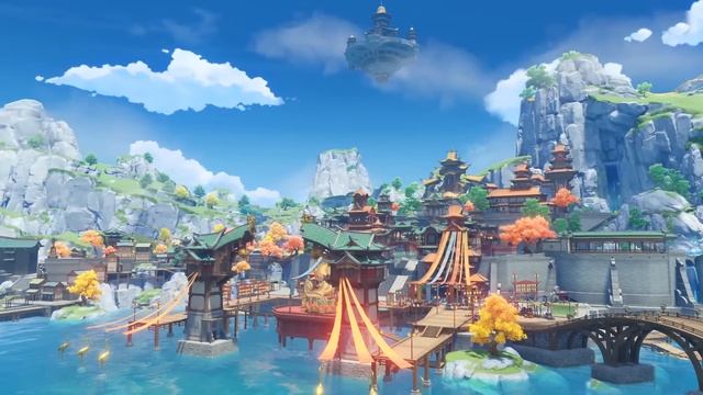 Genshin Impact 1 Hour Liyue Mix + Animated Background