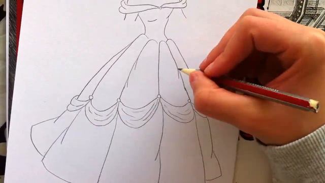 How to draw Belle's dress | beauty and the beast| Drawing tutorial смотреть онлайн