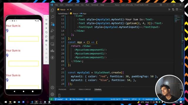 React Native | Creating our first App State | Props Stylings Flexbox | Viraj Jain смотреть онлайн