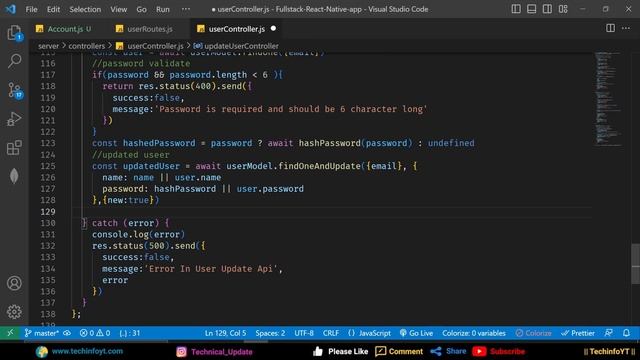 Update Profile API | Building a Fullstack React Native App | React Native project смотреть онлайн