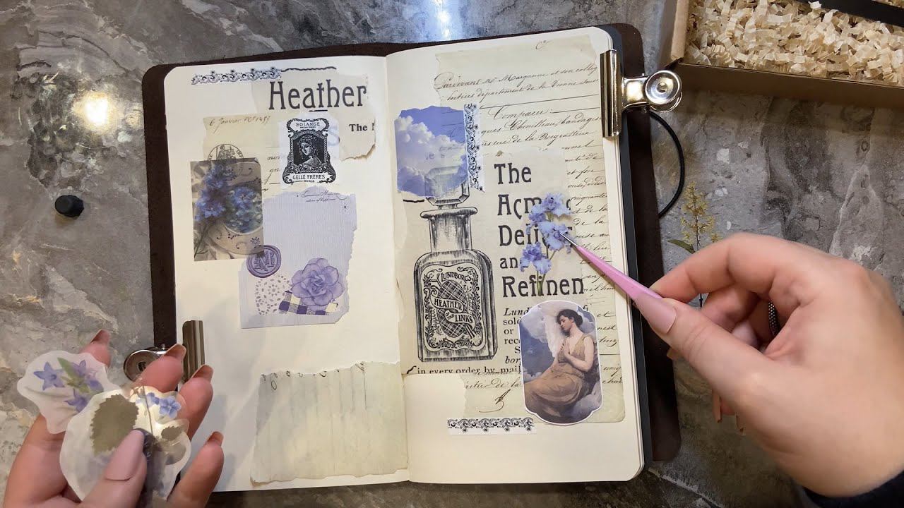 | ASMR | Journaling | No Talking | Vintage Journal Decoration | Relaxation 5