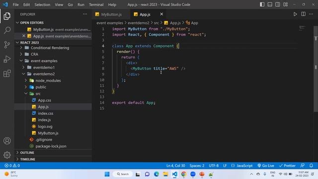 Handling Events in ReactJS in Hindi | Binding Event Handlers With This and Bind | Part-3 смотреть онлайн