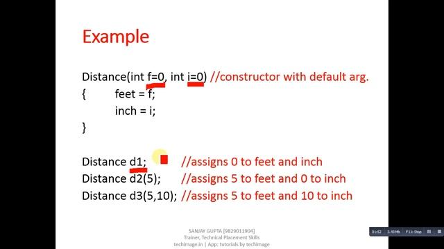18 C++ Constructor with Default Arguments - Learn Programming by Sanjay Gupta смотреть онлайн