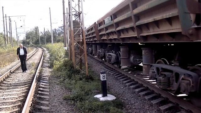 Грузовой поезд недалеко от платформы Ржевка Санкт-Петербург