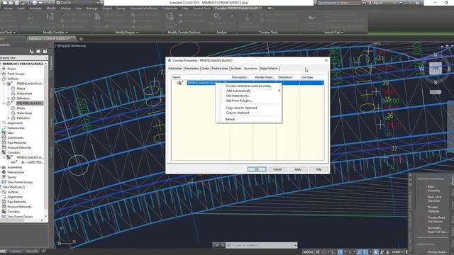 AUTOCAD CIVIL 3D MEMOTONGAN SURFACE CORRIDOR TOP ADD FROM POLYLINE смотреть онлайн