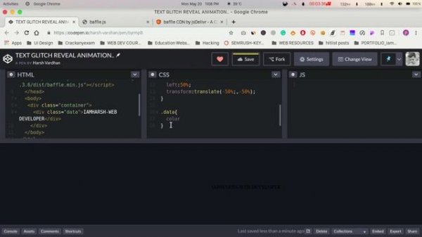 Text Reveal Animation || HTML, CSS & JavaScript || Baffle.js