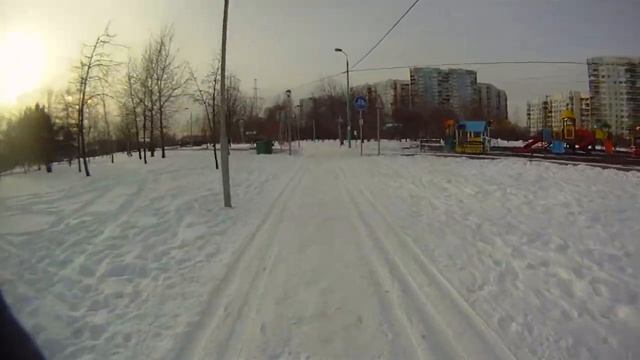 На велосипеде зимой. Марьинский парк. смотреть онлайн