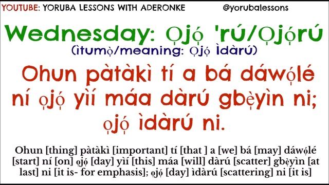 The Yorùbá Days of the Week and the Respective Beliefs About Each смотреть онлайн