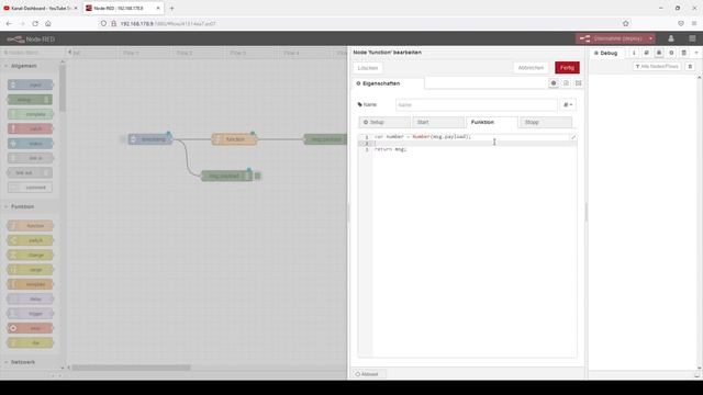 Node-Red - String auf Nummer umwandeln und Ergebnis addieren смотреть онлайн