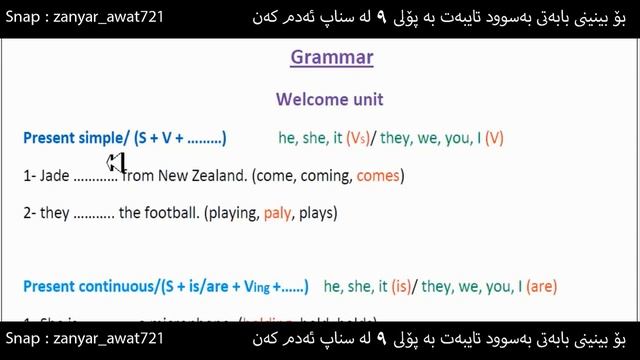ئینگلیزی پۆلی ٩ - Unit 1 - Present simple смотреть онлайн
