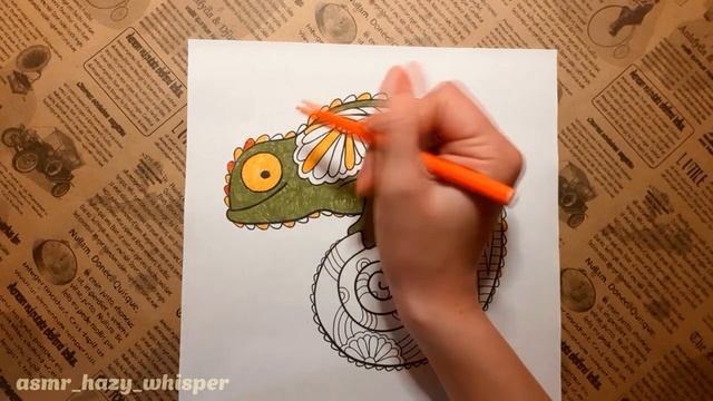 ASMR / АСМР раскрашиваем хамелеончика и болтаем / Шепот и звуки жвачки / Раскраска антистресс смотреть онлайн