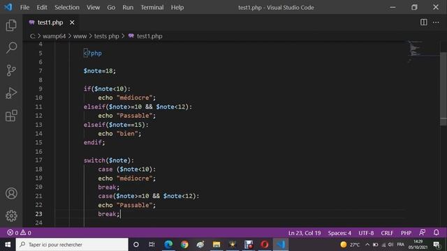 Apprendre le PHP-Les Bases #5- If-Switch case- Les ternaires смотреть онлайн