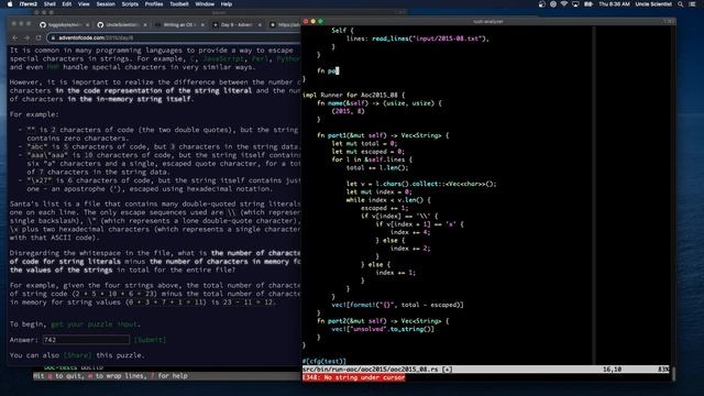 [Rust Programming] Advent of Code - Infrastructure + 2015 Day 8 смотреть онлайн