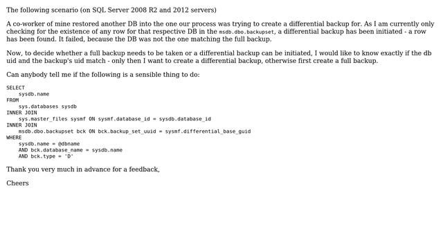 SQL Server : how to decide if FULL backup or DIFFERENTIAL смотреть онлайн