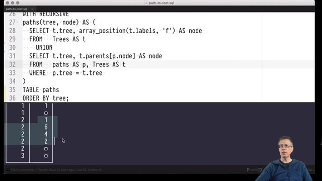 Advanced SQL — Chapter #06 — Video #42 — Use case: path traversal in array-encoded trees смотреть онлайн