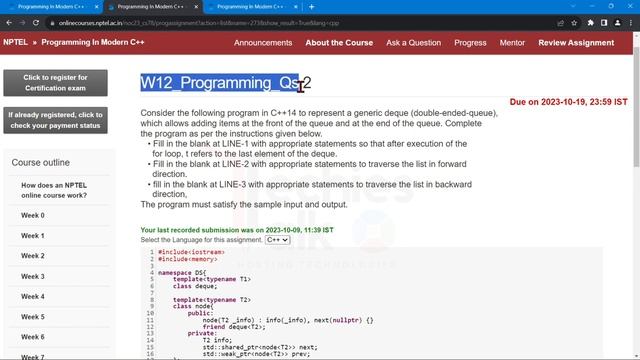 NPTEL Programming In Modern C++ Week12 Programming Assignment Solution | July 2023 | IIT Kharagpur смотреть онлайн