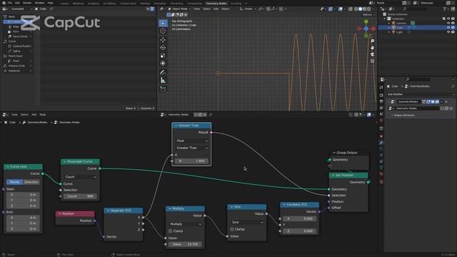 Animation using the sine node (Geometry nodes, Blender) смотреть онлайн