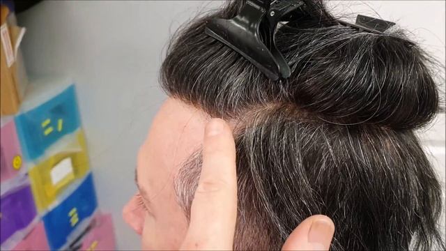 Hair Replacement System Fitting 2022 Dave's 2nd Hair System, Grey Hair, French Lace, Bleached Knots