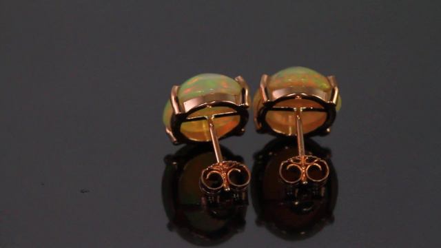 14k Rose Gold Oval Cabochon Opal Earrings 4.49 Carats смотреть онлайн