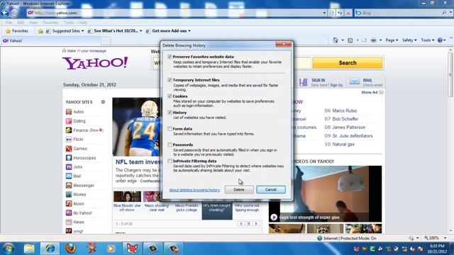 Delete Internet Explorer 8 Browsing History