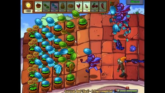 Plants vs. Zombies - Survival: Roof (Hard) смотреть онлайн