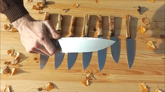 Кухонный нож. Стабилизированное дерево на рукояти. смотреть онлайн