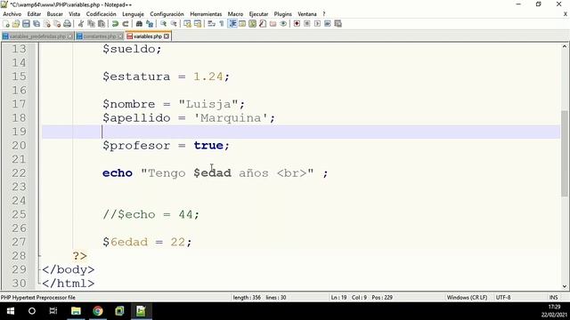 Variables en PHP смотреть онлайн